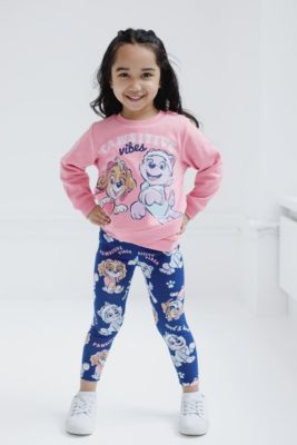 Little Girls Crossover Fleece Sweatshirt and Leggings Outfit Set