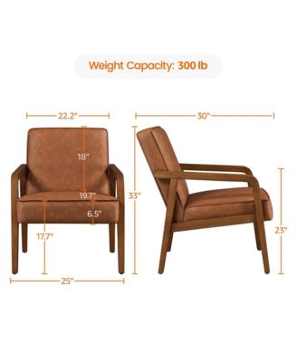 Mid-Century Faux Leather Upholstered Accent Chair Dark Brown