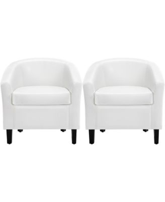 Faux Leather Adjustable Foot Pad Curved Arm Accent Chair