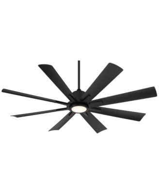 54" Inspirit Modern Indoor Outdoor Ceiling Fan 8 Blade LED Light Remote Control Matte Black Finish Bedroom Damp Rated