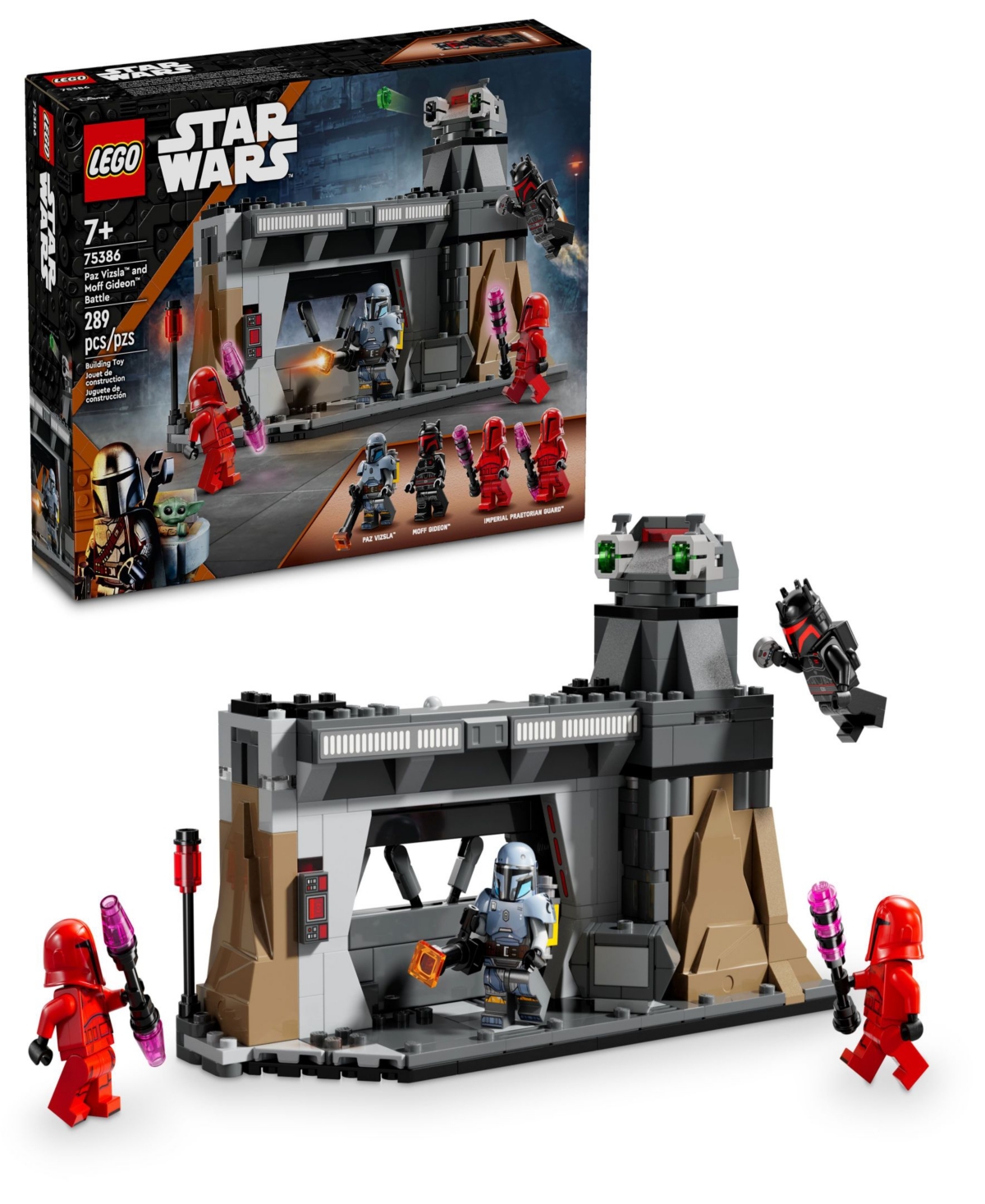 Lego Star Wars Paz Vizsla And Moff Gideon Battle Mandalorian Building Toy Set 75386, 289 Pieces In Multi Color