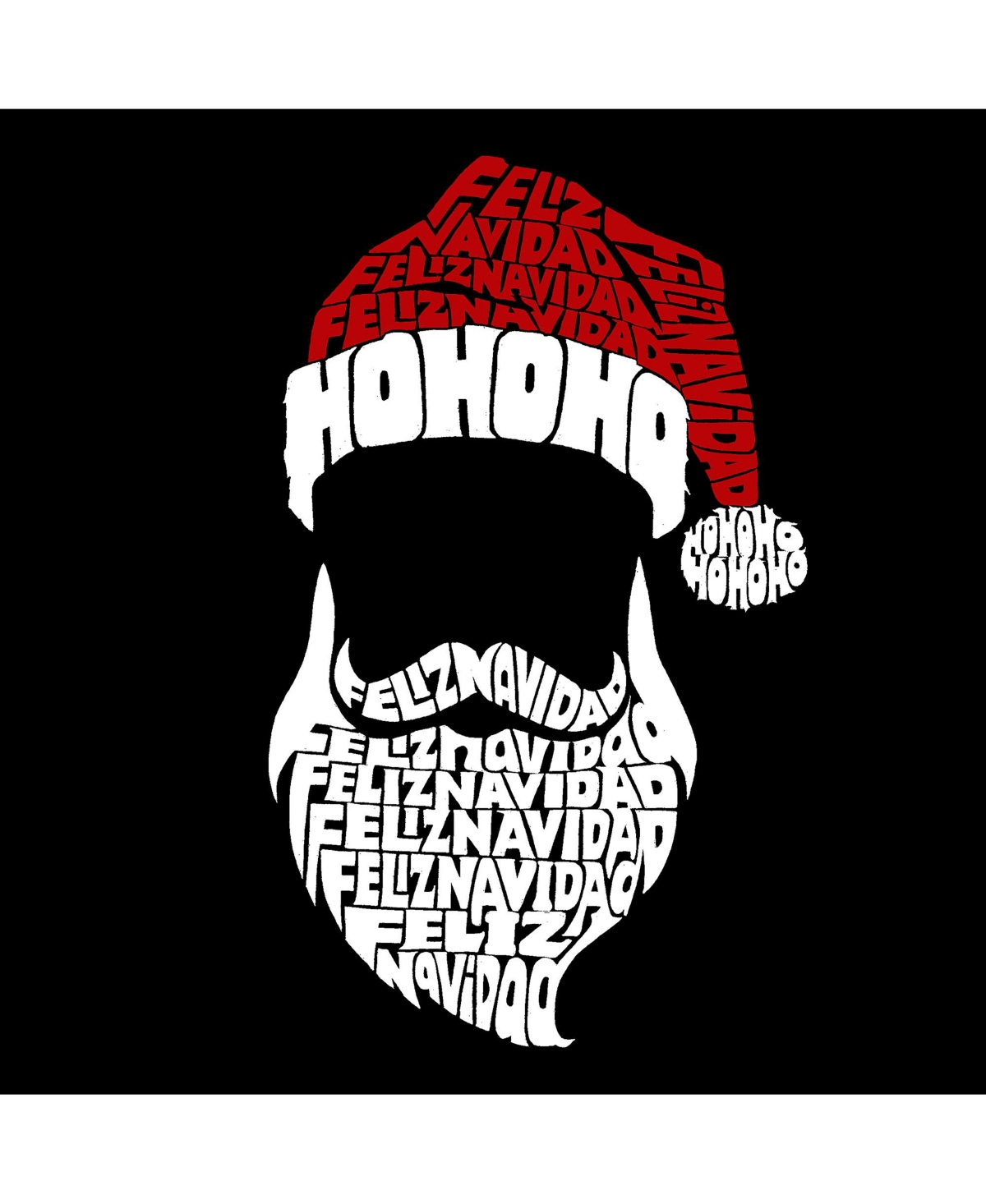 La Pop Art Boys Feliz Navidad Santa Claus Word Art T-Shirt