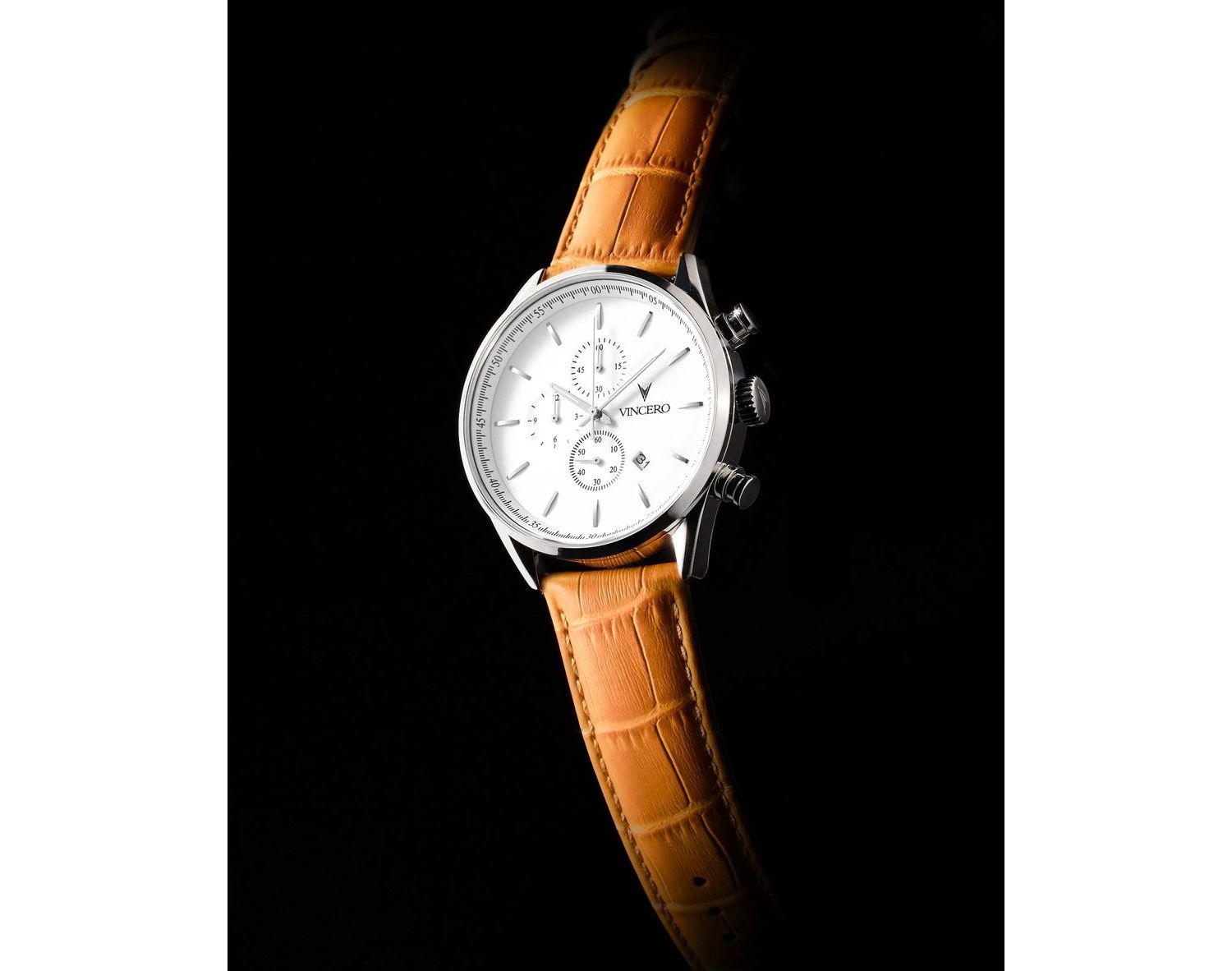 Silver Men's Chrono S2 40mm Chronograph Italian Leather Strap Watch