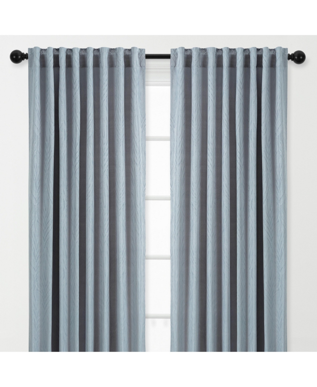 Chanasya Premium 2-Panel Embossed Leaf Textured Curtains - Back Tab, Ring Tab - for Windows Living Room Bedroom - Partial Room Darkening Drapes for Pr