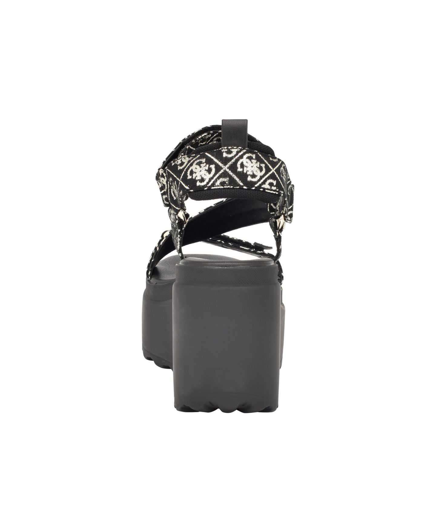 Женские сандалии GUESS Ocilia Quattro Logo Sport Eva Wedge Strappy, цвет: Чёрный / Белый — фото 3