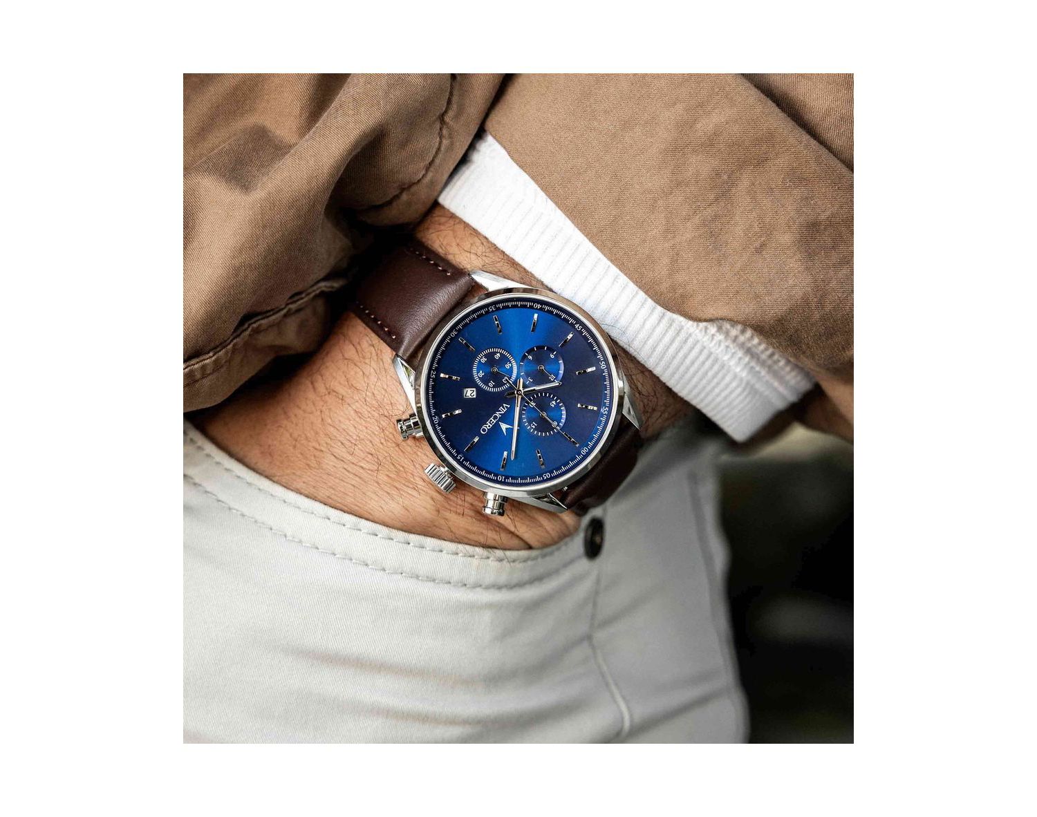 Men's The Chrono S2 316L Stainless Steel Watch with Italian Leather Strap
