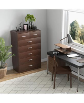 Wooden Chest of Drawers with Anti-toppling Device and Metal Handles