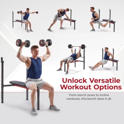 Adjustable Standard Incline Weight Bench, Bench Press with Barbell Rack