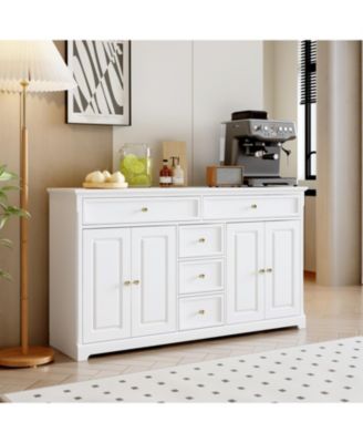 White Wooden Sideboard Accent Storage Cabinet with Multi-function