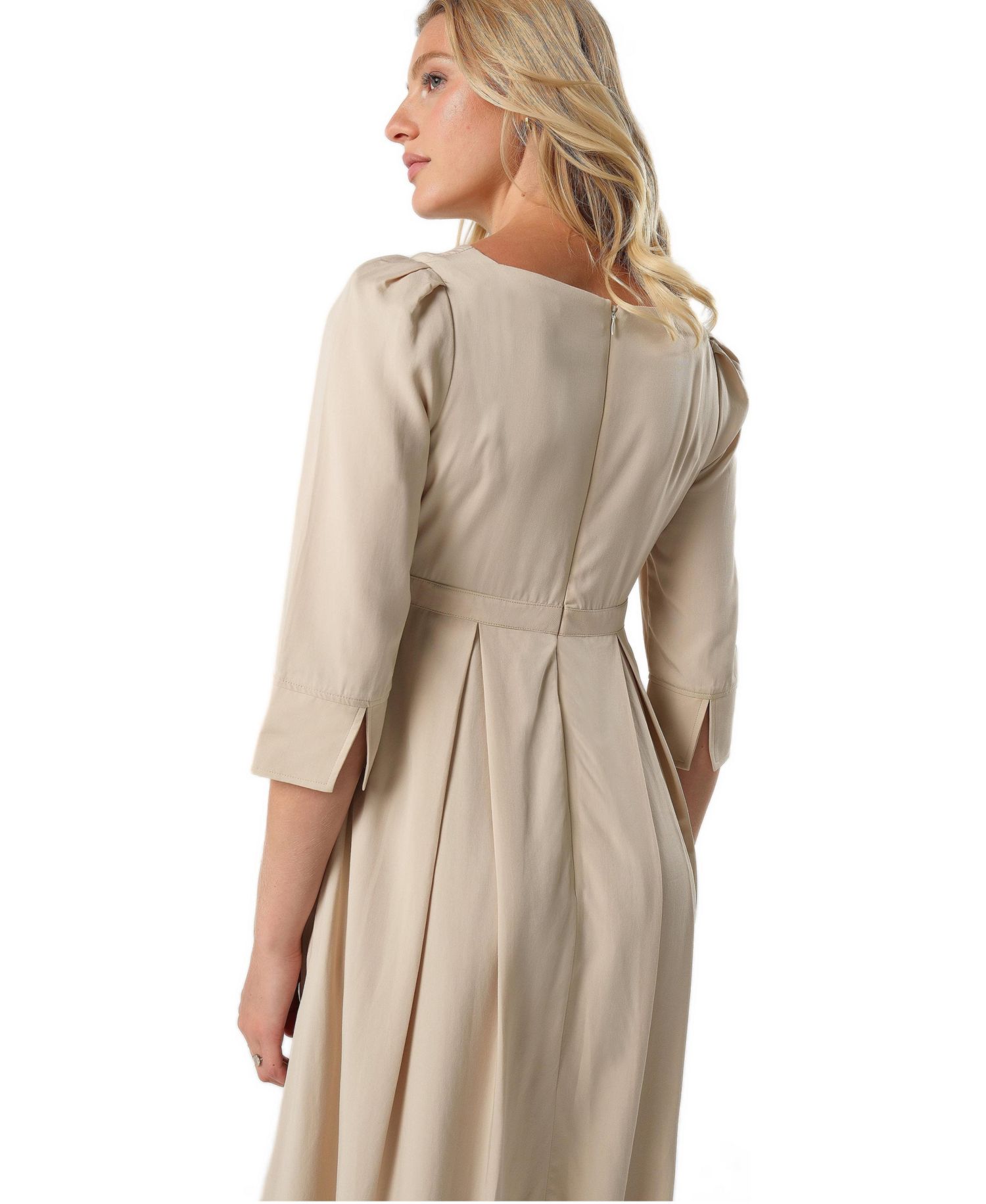 Women's Empire Waist Nursing Midi Tea Dress in TENCEL (Regular & Petite)