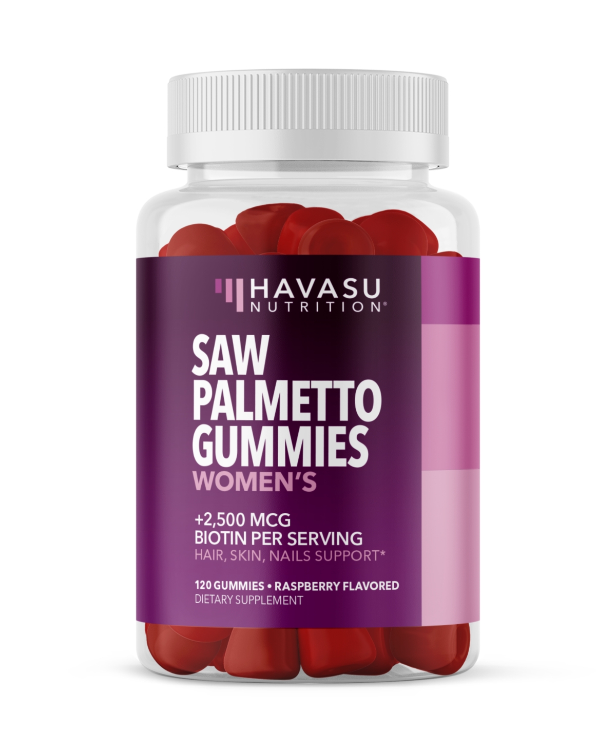 Saw Palmetto for Women + 2500 mcg Biotin Gummies, Dht Blocker & Biotin Gummies for Hair Skin & Nails, Postpartum Hair Growth, Havasu