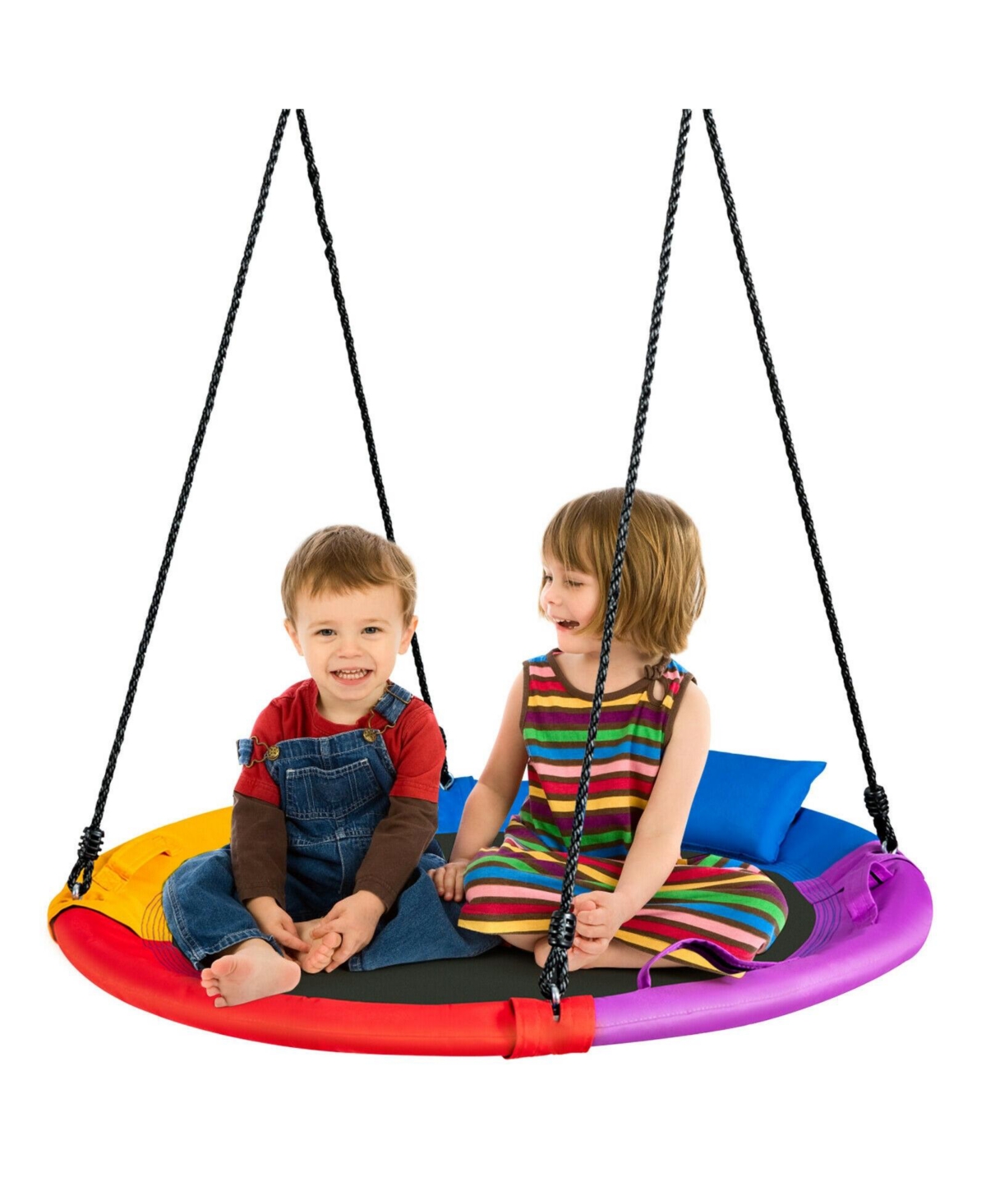 Sugift Kids inch Saucer Tree Outdoor Round Platform Swing with Pillow and Handle