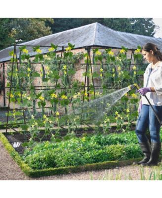 A-Frame Garden Cucumber Trellis with Netting for Outdoor Climbing Plants