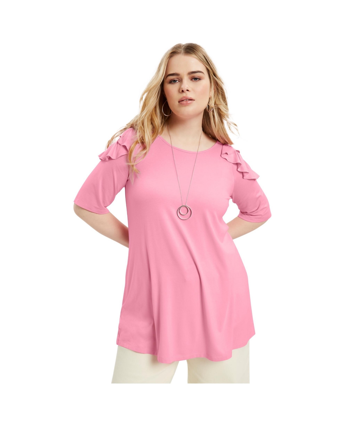 June + Vie Plus Size June + Vie Cold-Shoulder Ruffle Tee