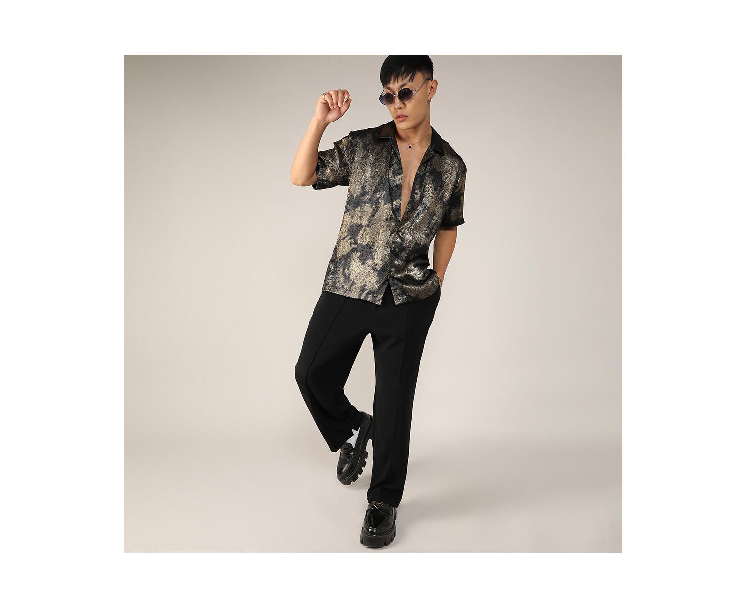 Men's Midnight Black & Metallic Gold Metallic Ombre Shirt