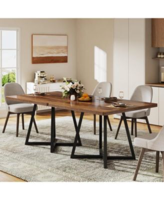 Square Dining Table for 4, 31.5" Industrial Dinner Table with Metal Base, Wood Kitchen Table for Dining Room, Small Space, Apartment