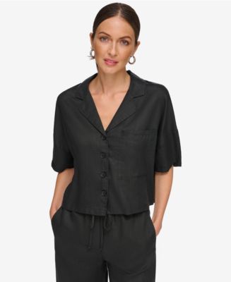 売れ筋商品|||ダナ キャラン ニューヨーク カットソー トップス レディース Women's Button-Front Dolman-Sleeve Linen Top White DKNY Women's Button-Front Dolman-Sleeve Linen Top - Macy's