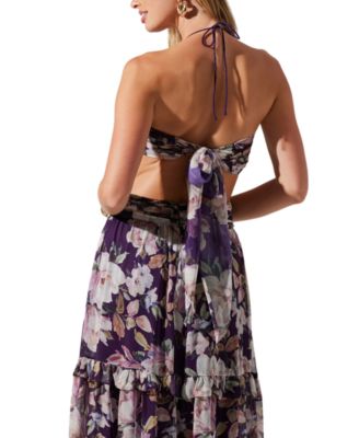 ASTR the Label Women's Kitsune Floral Cut-Out Halter Maxi Dress