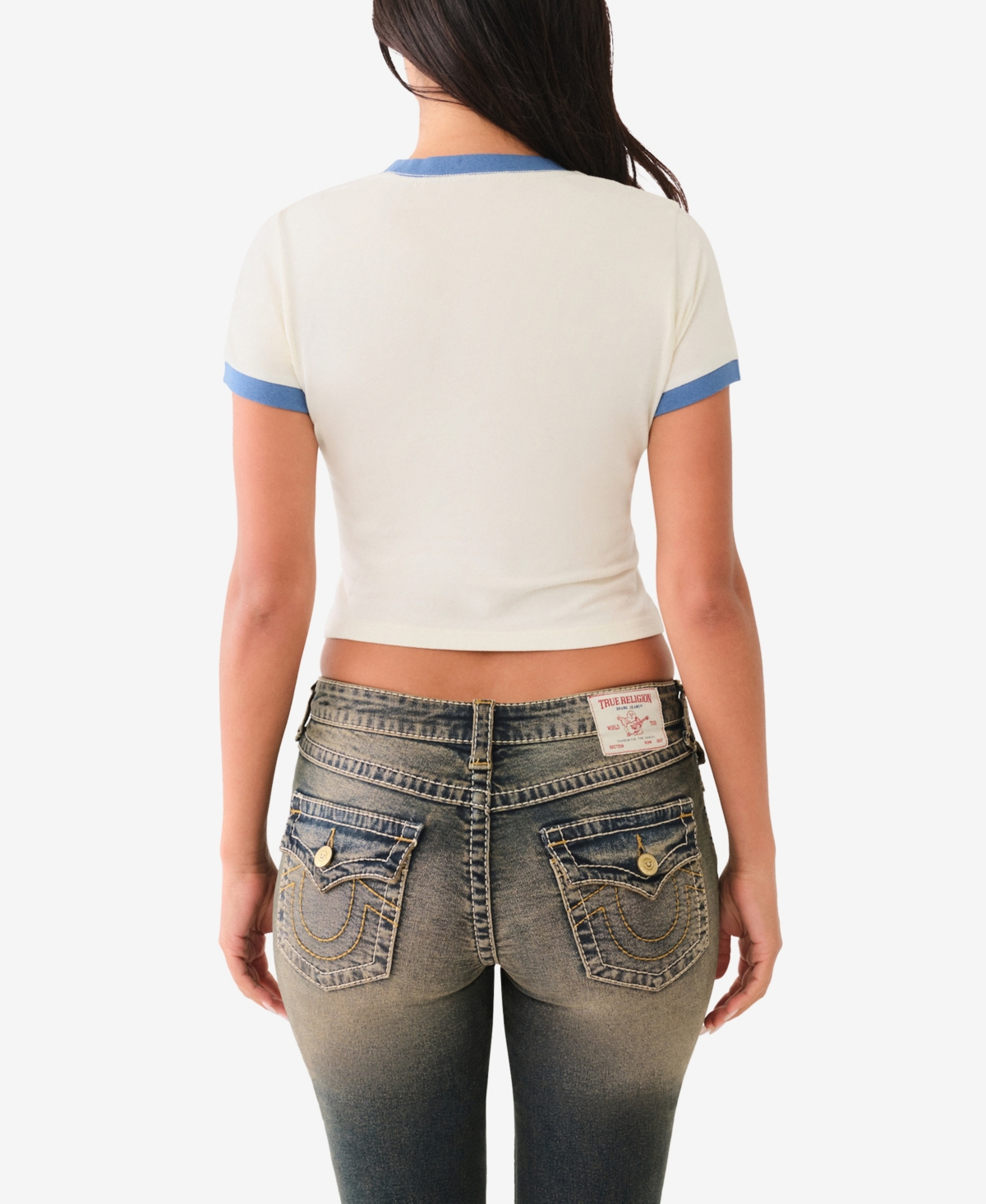 True Religion Women's Retro Rose Baby Tee