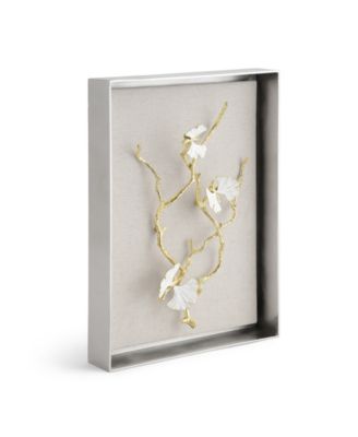 Butterfly Ginkgo Gold Fabric Shadow Box, 13.75" x 10.25"