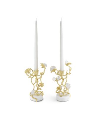 Butterfly Ginkgo Gold Candleholders, Set of 2