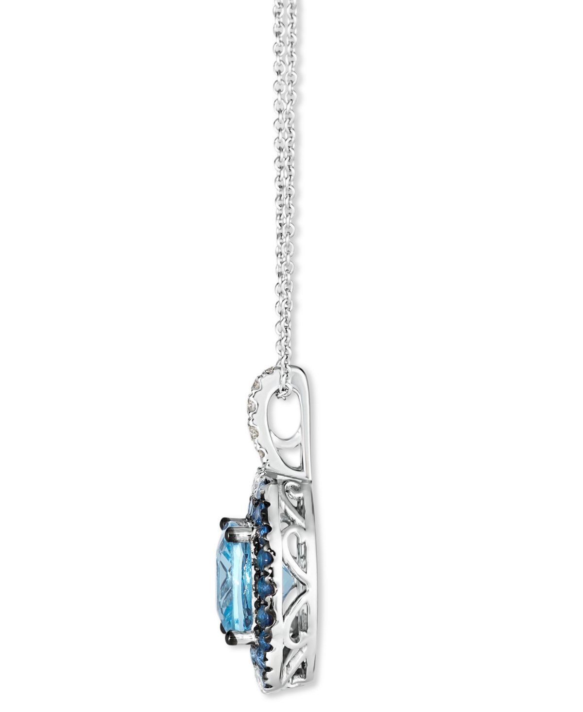 Le Vian Multi-gemstone (3-1/20 Ct. T.w.) & Nude Diamond (1/20 Ct. T.w.) Halo Adjustable 20" Pendant Necklace In White Gold