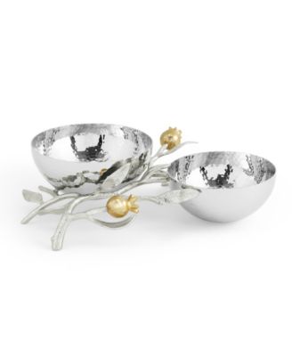 Pomegranate Silver and Gold Double Bowl