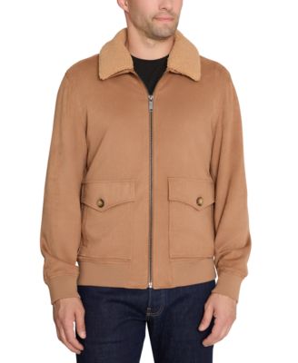 Sam Edelman - Men's Fleece-Collar Suede Bomber Jacket