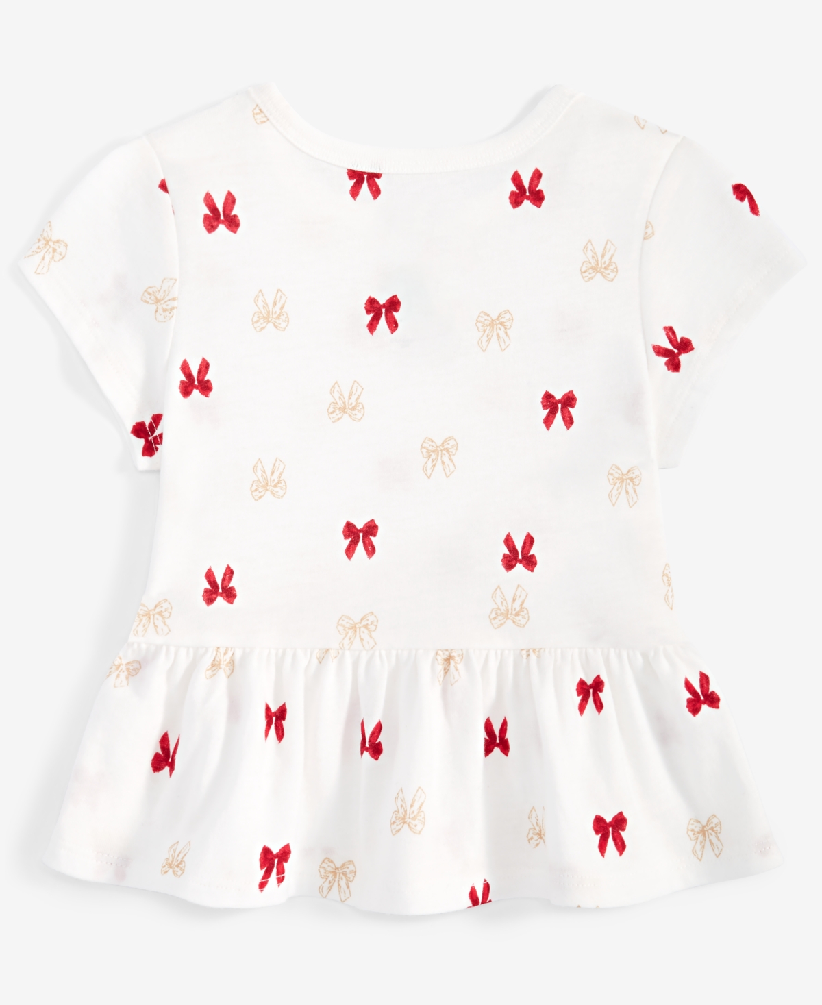 First Impressions Baby Girls Delicate Bow Printed Short-Sleeve Peplum T-Shirt, Created for Macy's
