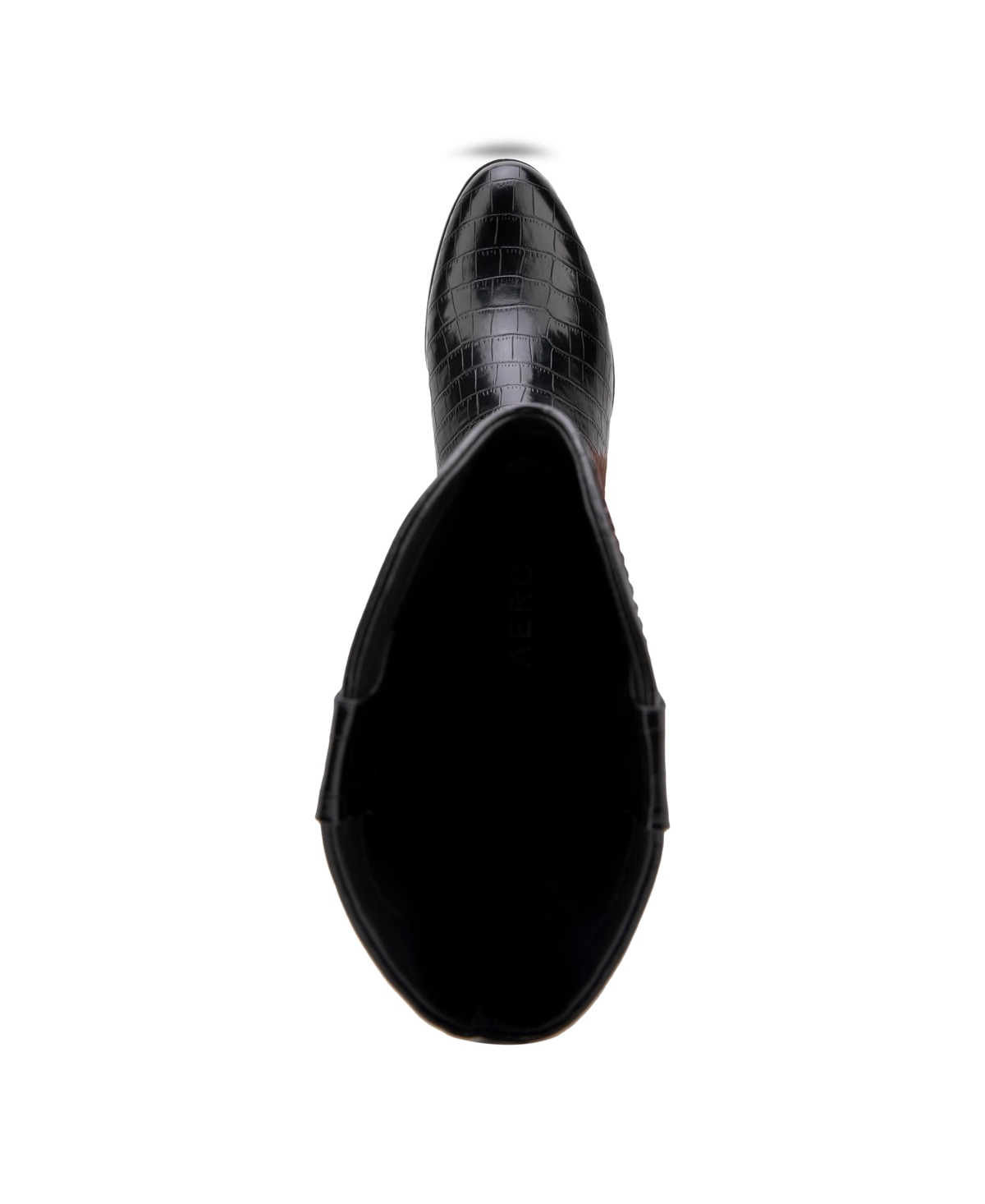 Shop Aerosoles Centola Dress Tall Mid Heel Boots In Black Stretch Smooth Faux Leather - Poly