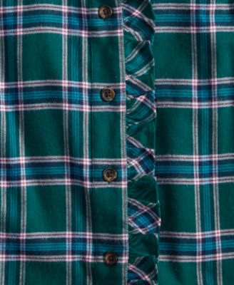 Women's Festive Plaid Ruffle-Neck Flannel Shirt, Created for Macy's
