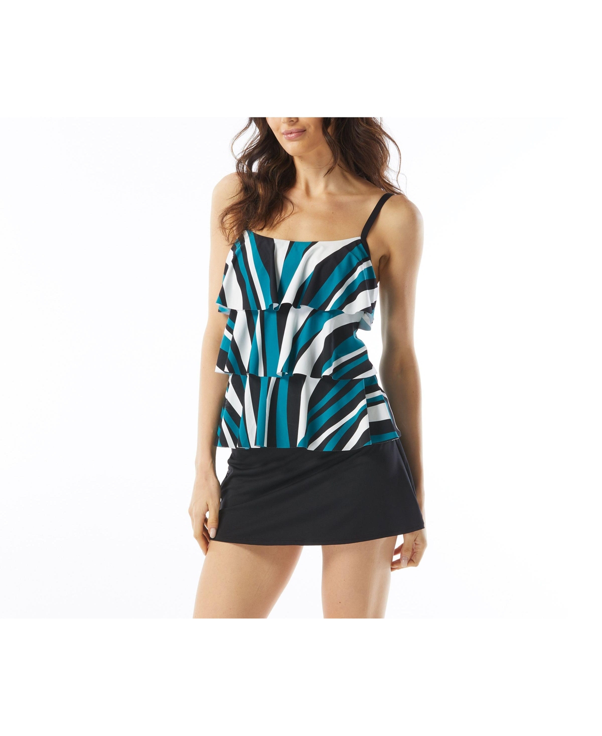 Beach House Women's Jane Ruffle Tiered Tankini Top - 001 black