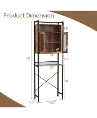 Over-The-Toilet Storage Cabinet with Heavy-Duty Metal Frame 2-door Freestanding