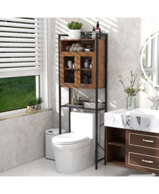 Over-The-Toilet Storage Cabinet with Heavy-Duty Metal Frame 2-door Freestanding