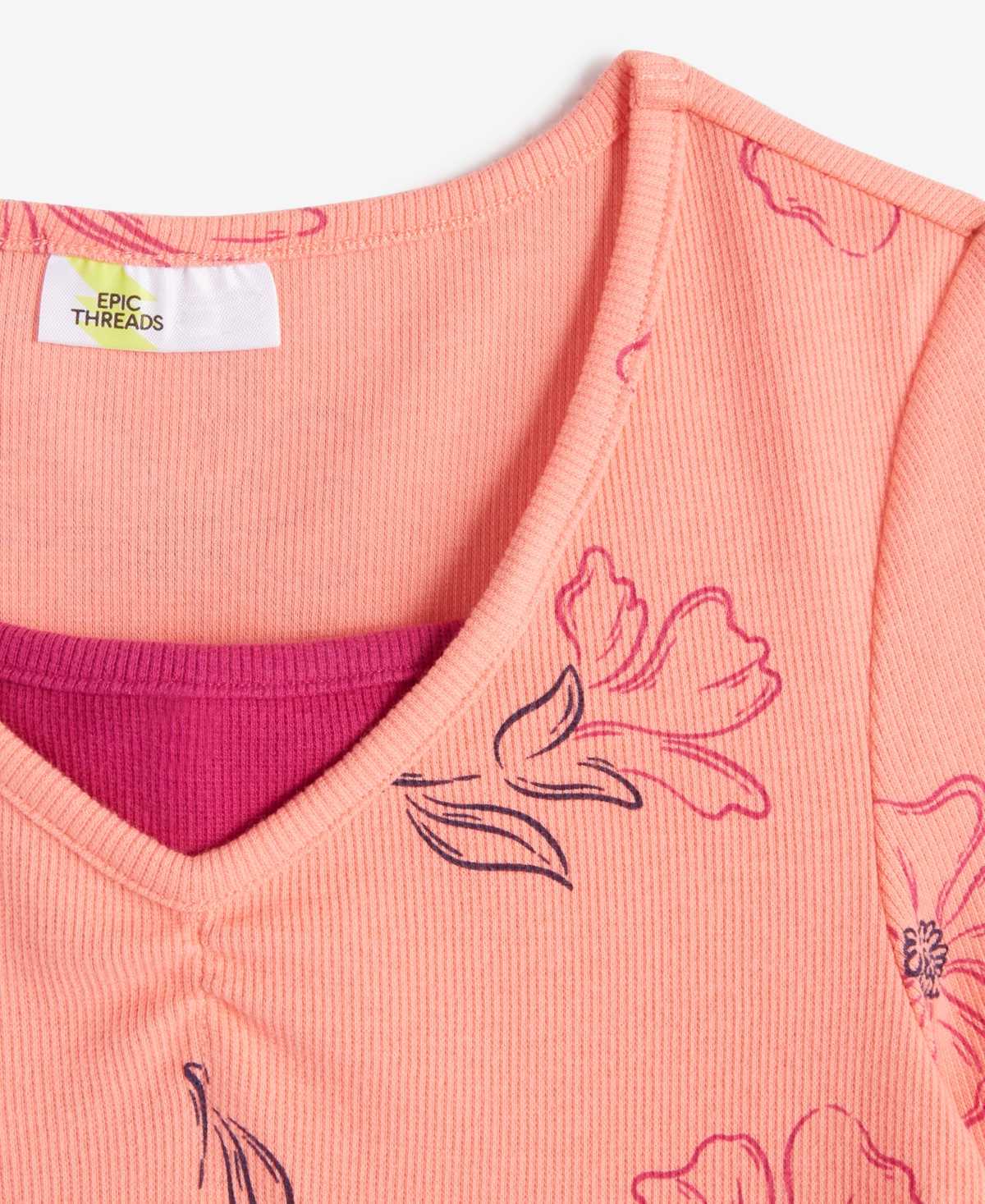 Epic Threads Little & Big Girls Long-Sleeve Big Blooms Dress, Created for Macy's