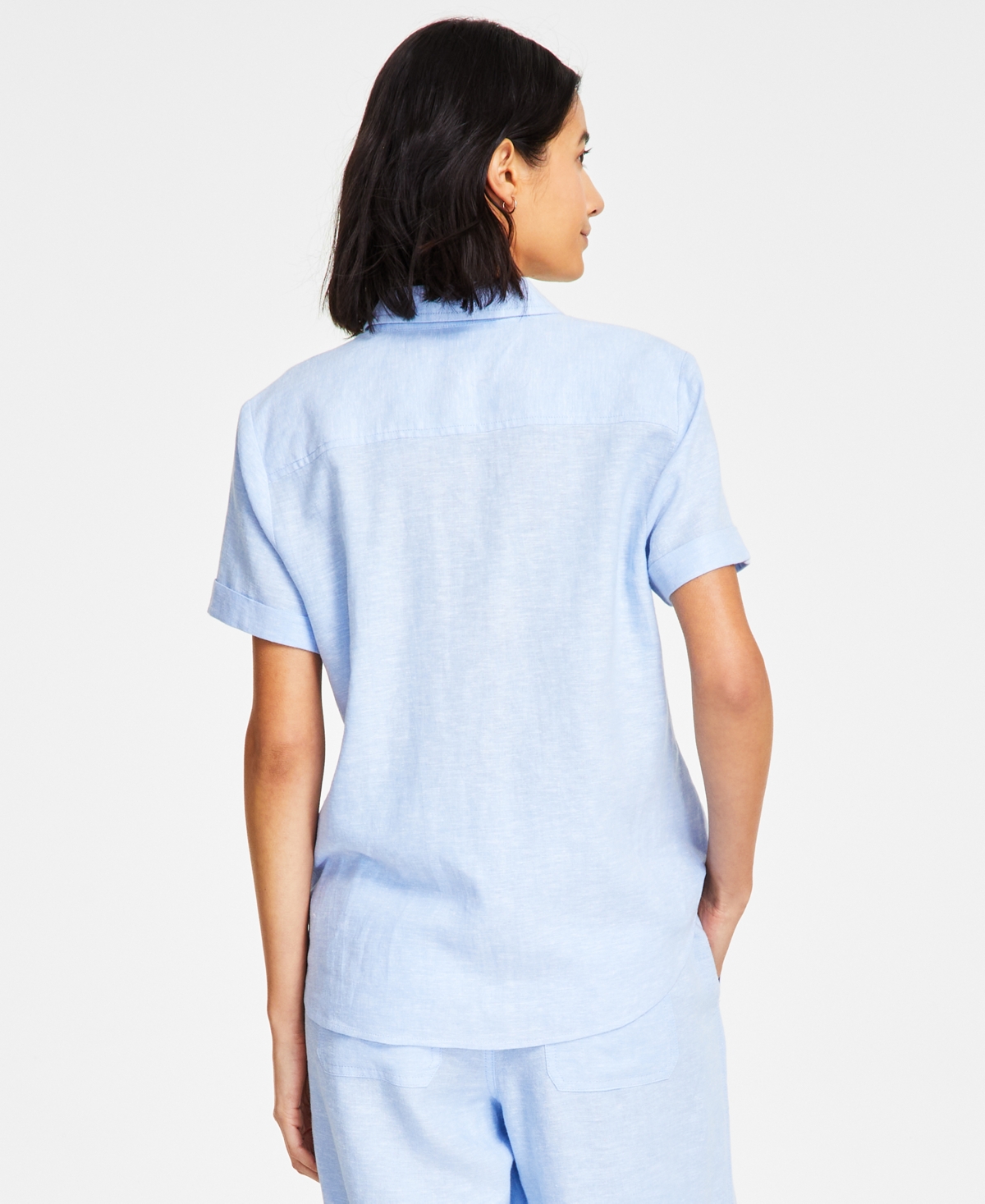 Tommy Hilfiger Women's Linen-Blend Short-Sleeve Shirt