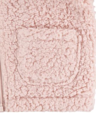 Baby Girls Sherpa Jacket, Bodysuit and Pants 3-Piece Set