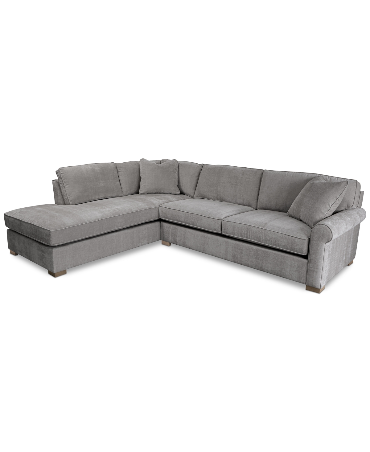 Macy's Marlyann 2-pc. Fabric Roll Arm Sectional Sofa, Exclusively At  In Otter