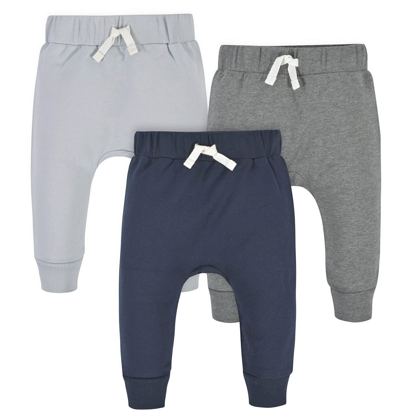 Брюки Gerber Navy and Grey Premium Joggers, 3-Pack для мальчиков-малышей, цвет: Тёмно-синий — фото 3
