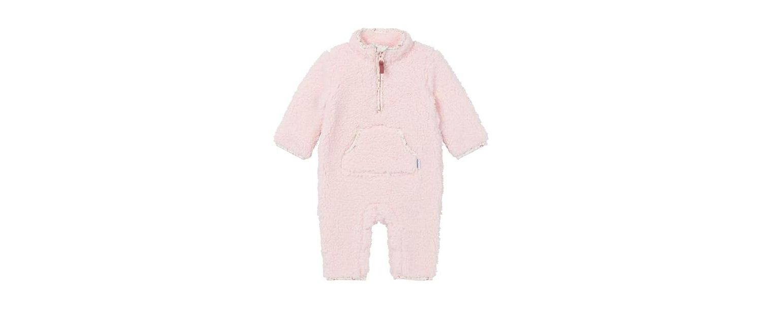 Baby Girls Fleece Romper with Half Zipper