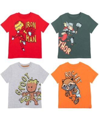 Marvel Boys Avengers Iron Man Hulk Spider-Man 4 Pack Athletic Graphic T ...