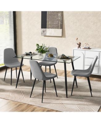 Glass Rectangular Dining Table with Metal Legs