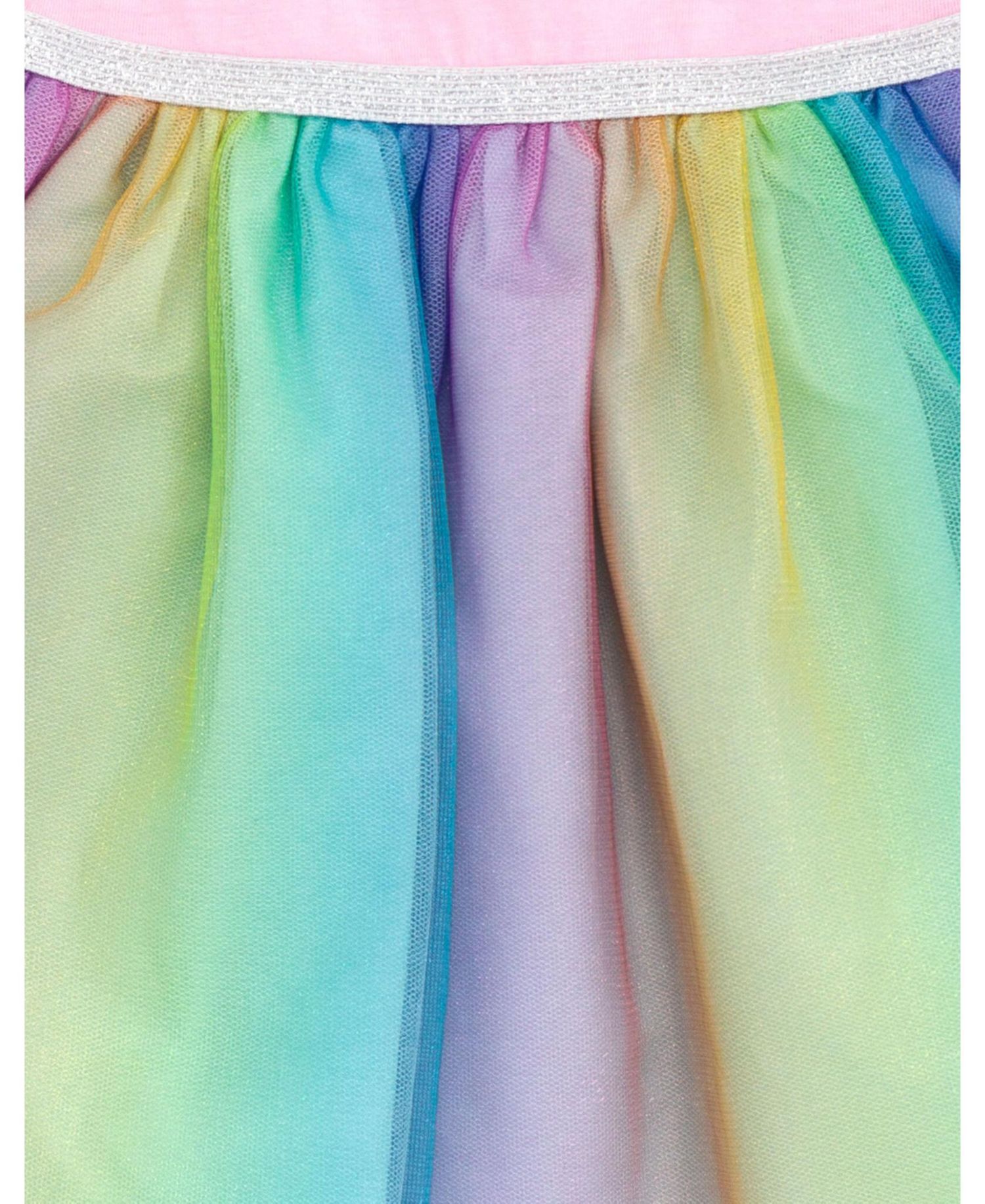 Girls Cheer Bear Rainbow Tulle Dress
