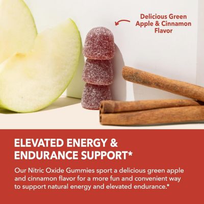Nitric Oxide Gummies for Men & Women, Nitric Oxide Supplements with L-Arginine and Beet Root, Green Apple & Cinnamon Flavor, 90ct