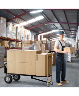 3-in-1 Convertible Hand Truck Metal Dolly Cart with 4 Rubber Wheels for Transport-Black