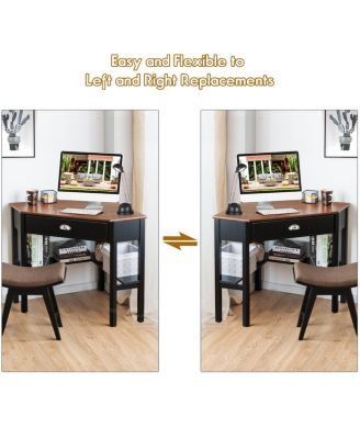 Corner Computer Desk Laptop Writing Table Wood Workstation