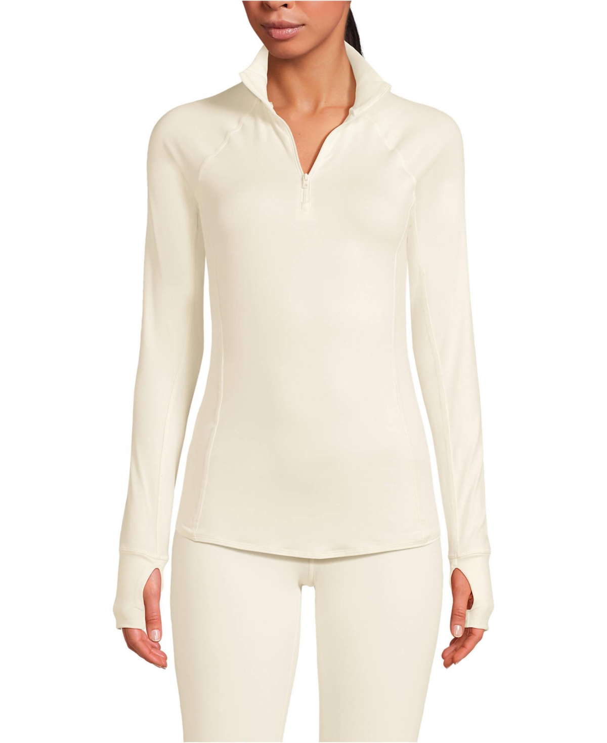 Lands' End Women's Baselayer Cozy Thermaskin Quarter Zip Top