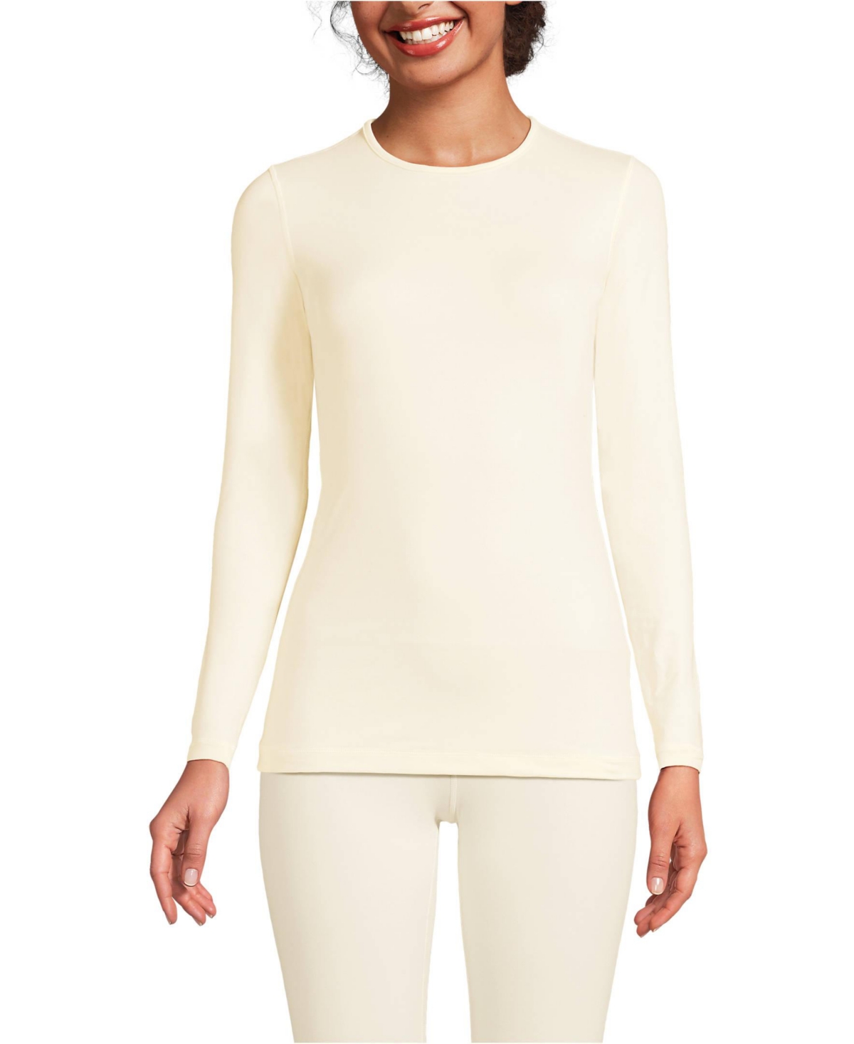 Lands' End Women's Baselayer Cozy Thermaskin Crewneck Top