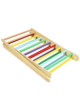 Foldable Wooden Triangle Climber with Reversible Ramp for Kids