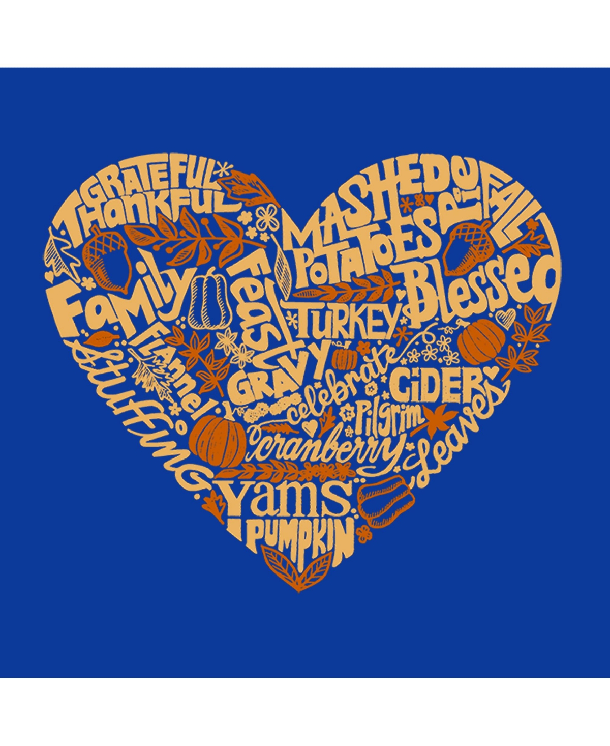 La Pop Art Boys Thanksgiving Heart Word Art Crewneck Sweatshirt